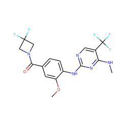 CNc1nc(Nc2ccc(C(=O)N3CC(F)(F)C3)cc2OC)ncc1C(F)(F)F ZINC000169705167