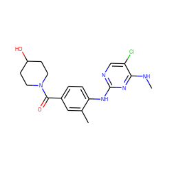 CNc1nc(Nc2ccc(C(=O)N3CCC(O)CC3)cc2C)ncc1Cl ZINC000169705140