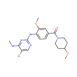 CNc1nc(Nc2ccc(C(=O)N3CCC(OC)CC3)cc2OC)ncc1Br ZINC000169705052