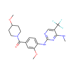 CNc1nc(Nc2ccc(C(=O)N3CCC(OC)CC3)cc2OC)ncc1C(F)(F)F ZINC000169705182