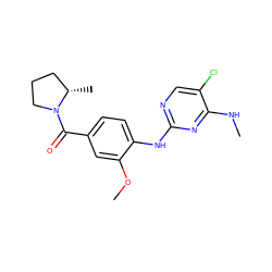 CNc1nc(Nc2ccc(C(=O)N3CCC[C@@H]3C)cc2OC)ncc1Cl ZINC000147720677