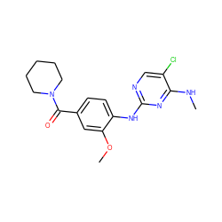 CNc1nc(Nc2ccc(C(=O)N3CCCCC3)cc2OC)ncc1Cl ZINC000169705018