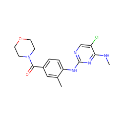 CNc1nc(Nc2ccc(C(=O)N3CCOCC3)cc2C)ncc1Cl ZINC000095555296