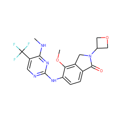 CNc1nc(Nc2ccc3c(c2OC)CN(C2COC2)C3=O)ncc1C(F)(F)F ZINC000169704576