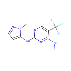 CNc1nc(Nc2ccnn2C)ncc1C(F)(F)F ZINC000095582501