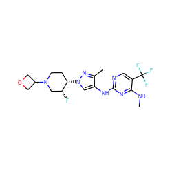 CNc1nc(Nc2cn([C@H]3CCN(C4COC4)C[C@H]3F)nc2C)ncc1C(F)(F)F ZINC000103260608