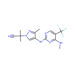 CNc1nc(Nc2cn(C(C)(C)C#N)nc2C)ncc1C(F)(F)F ZINC000103260600