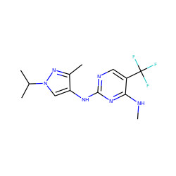 CNc1nc(Nc2cn(C(C)C)nc2C)ncc1C(F)(F)F ZINC000095582282