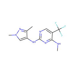 CNc1nc(Nc2cn(C)nc2C)ncc1C(F)(F)F ZINC000095581038