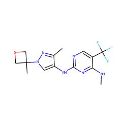 CNc1nc(Nc2cn(C3(C)COC3)nc2C)ncc1C(F)(F)F ZINC000205701959