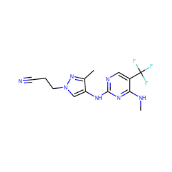 CNc1nc(Nc2cn(CCC#N)nc2C)ncc1C(F)(F)F ZINC000095582286