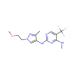 CNc1nc(Nc2cn(CCOC)nc2C)ncc1C(F)(F)F ZINC000095581527