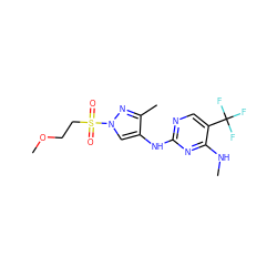 CNc1nc(Nc2cn(S(=O)(=O)CCOC)nc2C)ncc1C(F)(F)F ZINC000205702080