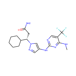 CNc1nc(Nc2cnn([C@@H](CC(N)=O)C3CCCCC3)c2)ncc1C(F)(F)F ZINC000653843548