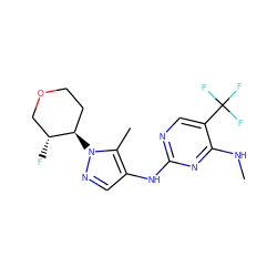 CNc1nc(Nc2cnn([C@@H]3CCOC[C@H]3F)c2C)ncc1C(F)(F)F ZINC000205722154