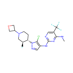 CNc1nc(Nc2cnn([C@H]3CCN(C4COC4)C[C@@H]3F)c2Cl)ncc1C(F)(F)F ZINC000103260612