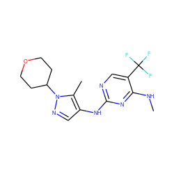 CNc1nc(Nc2cnn(C3CCOCC3)c2C)ncc1C(F)(F)F ZINC000103260619