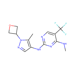 CNc1nc(Nc2cnn(C3COC3)c2C)ncc1C(F)(F)F ZINC000103260618