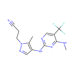 CNc1nc(Nc2cnn(CCC#N)c2C)ncc1C(F)(F)F ZINC000095585698