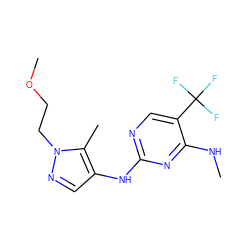 CNc1nc(Nc2cnn(CCOC)c2C)ncc1C(F)(F)F ZINC000095585061