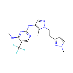 CNc1nc(Nc2cnn(CCc3ccn(C)n3)c2C)ncc1C(F)(F)F ZINC000205714519