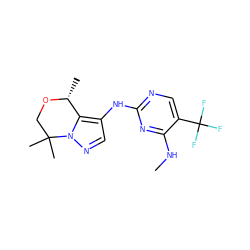 CNc1nc(Nc2cnn3c2[C@@H](C)OCC3(C)C)ncc1C(F)(F)F ZINC000205903054