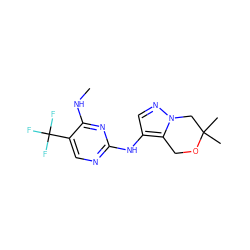 CNc1nc(Nc2cnn3c2COC(C)(C)C3)ncc1C(F)(F)F ZINC000103260576