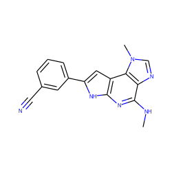 CNc1nc2[nH]c(-c3cccc(C#N)c3)cc2c2c1ncn2C ZINC000043011488