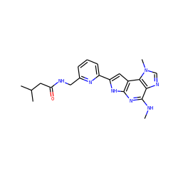 CNc1nc2[nH]c(-c3cccc(CNC(=O)CC(C)C)n3)cc2c2c1ncn2C ZINC000073157079