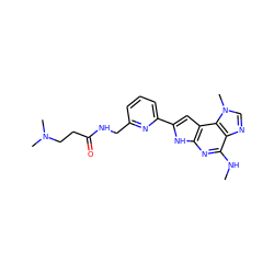 CNc1nc2[nH]c(-c3cccc(CNC(=O)CCN(C)C)n3)cc2c2c1ncn2C ZINC000073142081