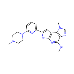 CNc1nc2[nH]c(-c3cccc(N4CCN(C)CC4)n3)cc2c2c1ncn2C ZINC000073157088