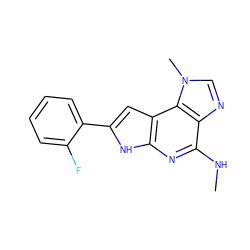 CNc1nc2[nH]c(-c3ccccc3F)cc2c2c1ncn2C ZINC000042964389