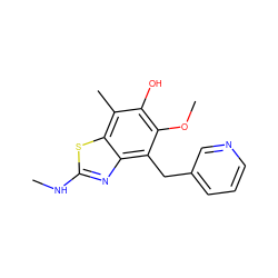 CNc1nc2c(Cc3cccnc3)c(OC)c(O)c(C)c2s1 ZINC000026834815