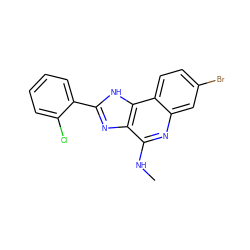 CNc1nc2cc(Br)ccc2c2[nH]c(-c3ccccc3Cl)nc12 ZINC000095604772