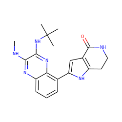 CNc1nc2cccc(-c3cc4c([nH]3)CCNC4=O)c2nc1NC(C)(C)C ZINC000206084568