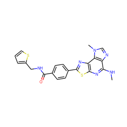 CNc1nc2sc(-c3ccc(C(=O)NCc4cccs4)cc3)nc2c2c1ncn2C ZINC000096258294