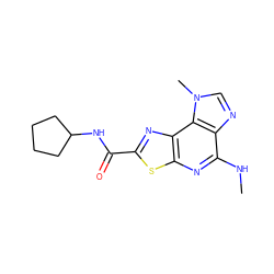 CNc1nc2sc(C(=O)NC3CCCC3)nc2c2c1ncn2C ZINC000045506536