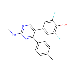 CNc1ncc(-c2cc(F)c(O)c(F)c2)c(-c2ccc(C)cc2)n1 ZINC000473093289