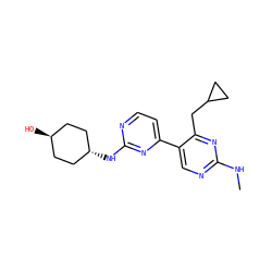 CNc1ncc(-c2ccnc(N[C@H]3CC[C@H](O)CC3)n2)c(CC2CC2)n1 ZINC000653740452