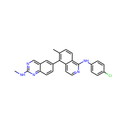 CNc1ncc2cc(-c3c(C)ccc4c(Nc5ccc(Cl)cc5)nccc34)ccc2n1 ZINC000045291349