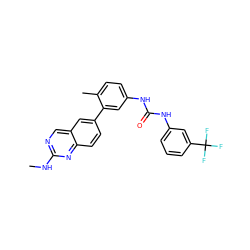 CNc1ncc2cc(-c3cc(NC(=O)Nc4cccc(C(F)(F)F)c4)ccc3C)ccc2n1 ZINC000035049800