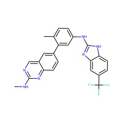 CNc1ncc2cc(-c3cc(Nc4nc5cc(C(F)(F)F)ccc5[nH]4)ccc3C)ccc2n1 ZINC000035049801