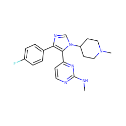 CNc1nccc(-c2c(-c3ccc(F)cc3)ncn2C2CCN(C)CC2)n1 ZINC000026716640