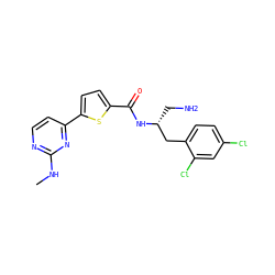 CNc1nccc(-c2ccc(C(=O)N[C@H](CN)Cc3ccc(Cl)cc3Cl)s2)n1 ZINC000016052084