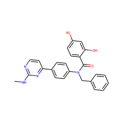 CNc1nccc(-c2ccc(N(Cc3ccccc3)C(=O)c3ccc(O)cc3O)cc2)n1 ZINC000653667585