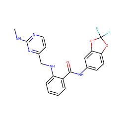 CNc1nccc(CNc2ccccc2C(=O)Nc2ccc3c(c2)OC(F)(F)O3)n1 ZINC000028951779