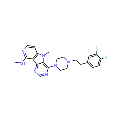 CNc1nccc2c1c1ncnc(N3CCN(CCc4ccc(F)c(F)c4)CC3)c1n2C ZINC000013559674