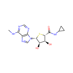 CNc1ncnc2c1ncn2[C@@H]1S[C@H](C(=O)NC2CC2)[C@@H](O)[C@H]1O ZINC000045358801