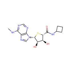 CNc1ncnc2c1ncn2[C@@H]1S[C@H](C(=O)NC2CCC2)[C@@H](O)[C@H]1O ZINC000045388349