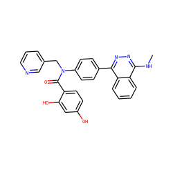 CNc1nnc(-c2ccc(N(Cc3cccnc3)C(=O)c3ccc(O)cc3O)cc2)c2ccccc12 ZINC000653762242